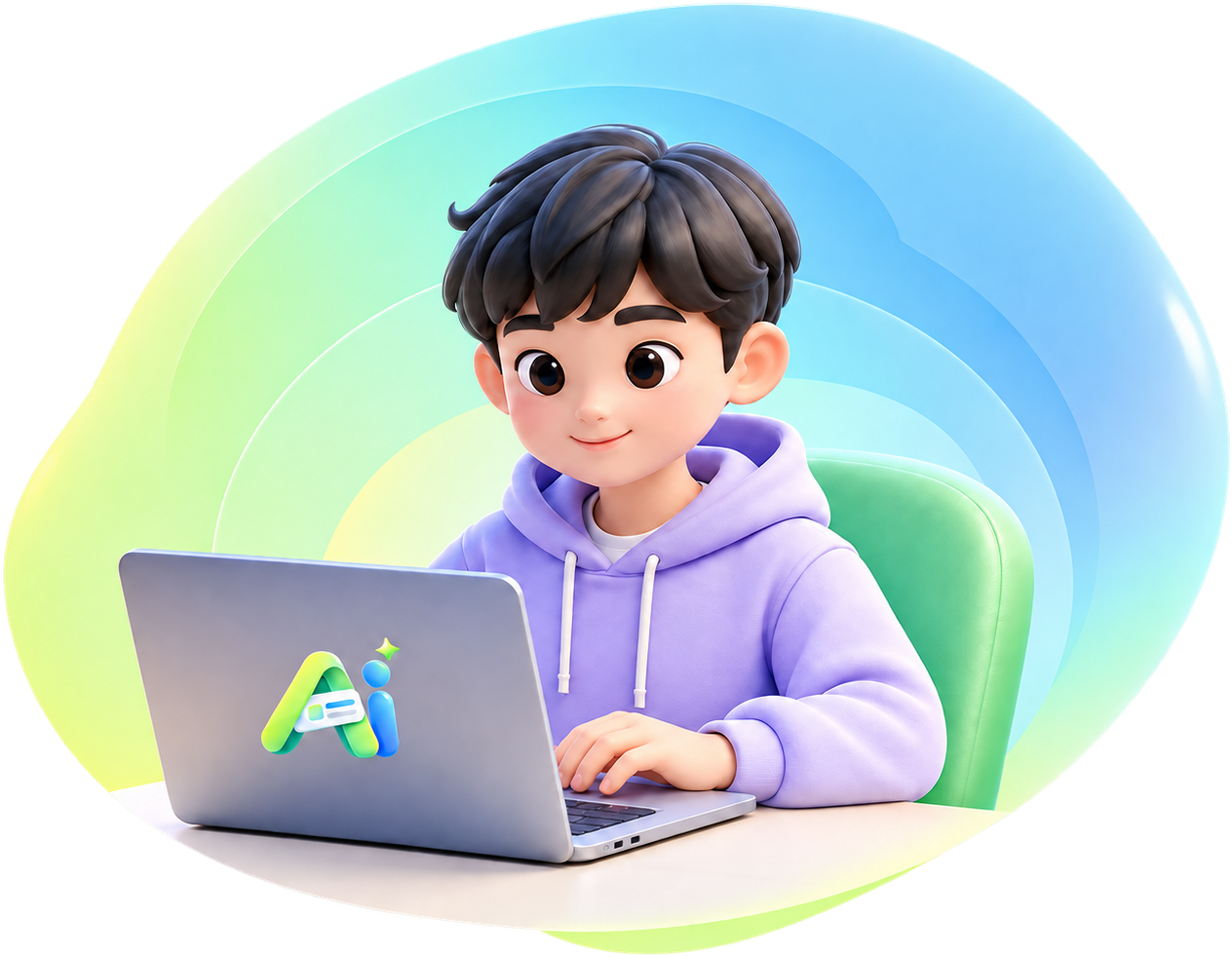 坐在电脑前使用 AI Coding 创作产品的学员角色